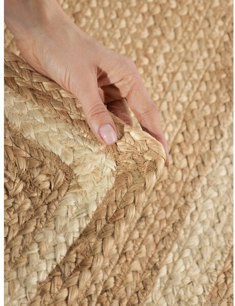 Kremno bel/v naravni barvi obojestranski/ročno tkan tekač iz jute 80x250 cm Looma – Hanse Home