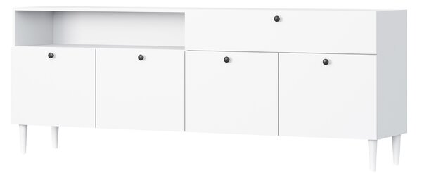 Komoda z omaricami in predalom DULLUM 200x75cm, bela