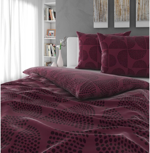 POSTELJNINA 140/200 cm saten večbarvno, bordo