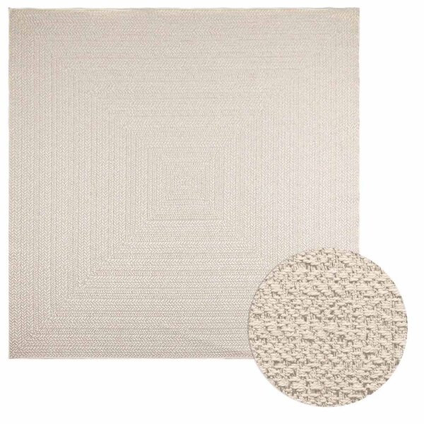 VidaXL Rug "ZIZUR" Cream 240x240 cm Juta videz Notranje in zunanje