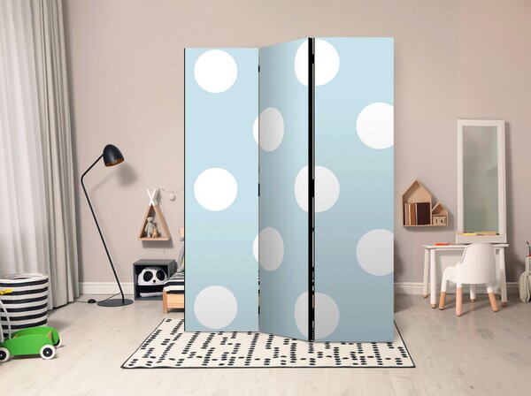 PARAVAN 135/172/3 cm bela, pastelno modra