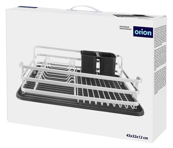 Črno-bel kovinski odcejalnik posode 43x32 cm Deluxe – Orion
