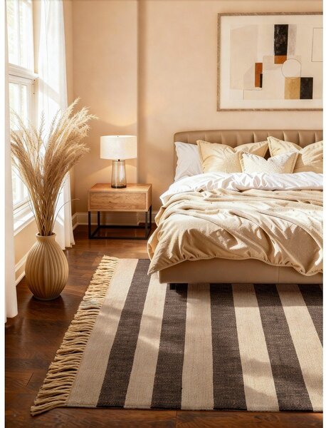 Črno-kremno bela obojestranska ročno tkana preproga iz jute 120x170 cm Playa – Hanse Home