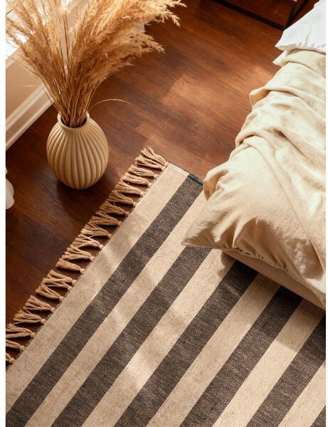 Črno-kremno bela obojestranska ročno tkana preproga iz jute 120x170 cm Playa – Hanse Home