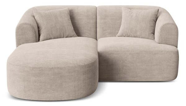 Svetlo rjava kotna sedežna garnitura iz rebrastega žameta (levi kot/z ležalnikom) Campi – Cosmopolitan Design