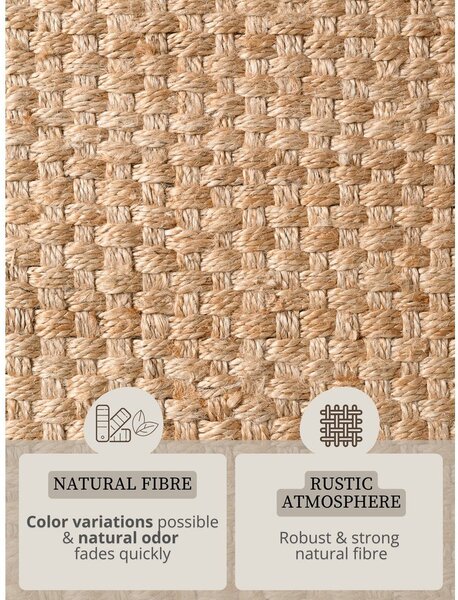 Obojestranski ročno tkan tekač iz jute v naravni barvi 80x200 cm Fjord – Hanse Home