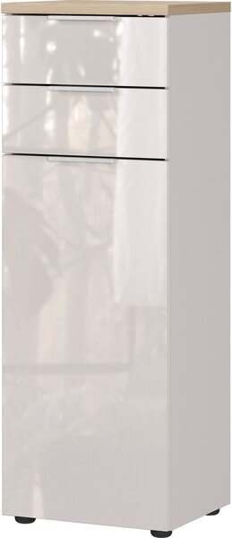 Kremno bela visoka/ozka kopalniška omarica v sijajnem dekorju 39x112 cm Tavira – Germania