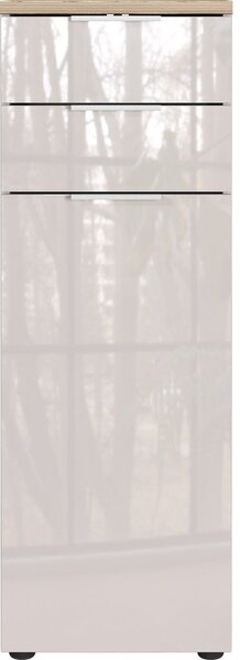 Kremno bela visoka/ozka kopalniška omarica v sijajnem dekorju 39x112 cm Tavira – Germania