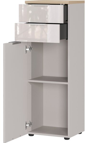 Kremno bela visoka/ozka kopalniška omarica v sijajnem dekorju 39x112 cm Tavira – Germania