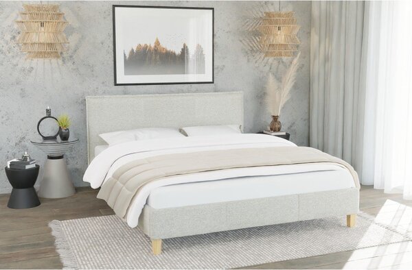 Bež oblazinjena postelja z letvenim dnom 90x200 cm Tina – Ropez