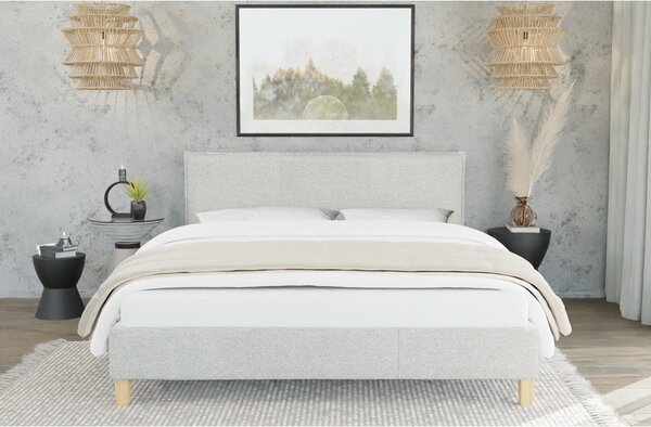 Bež oblazinjena postelja z letvenim dnom 90x200 cm Tina – Ropez