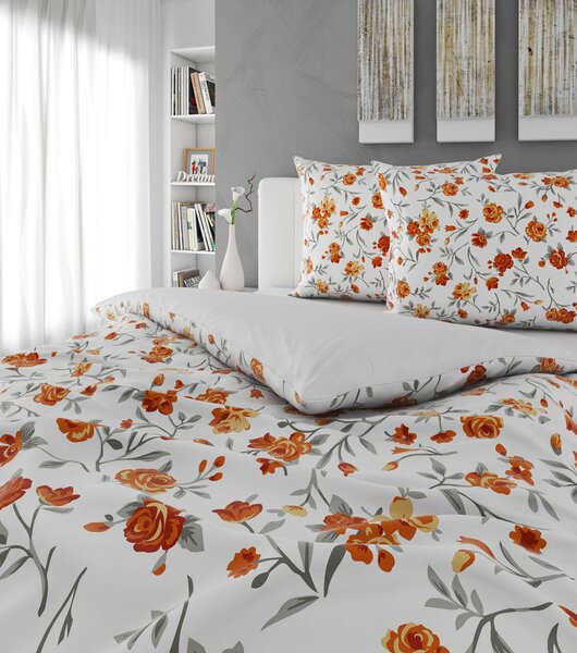 OBOJESTRANSKA POSTELJNINA 200/200 cm saten oranžna