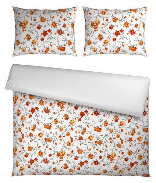 OBOJESTRANSKA POSTELJNINA 200/200 cm saten oranžna
