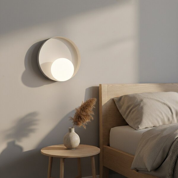 EMIBIG LIGHTING Stenna svetilka Kido K1, bež, jeklo/steklo, Ø 20 cm, zatemnjen, Bež, Dnevna soba / jedilnica, Kovina, Sodobni