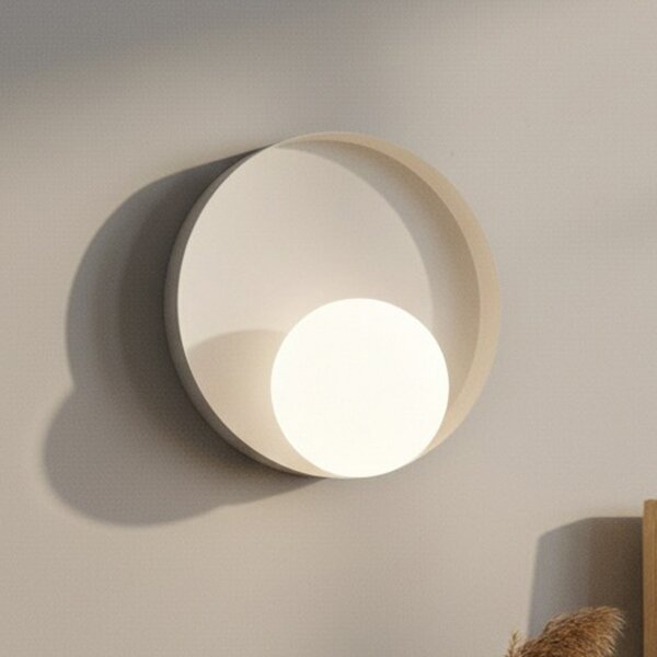 EMIBIG LIGHTING Stenna svetilka Kido K1, bež, jeklo/steklo, Ø 20 cm, zatemnjen, Bež, Dnevna soba / jedilnica, Kovina, Sodobni