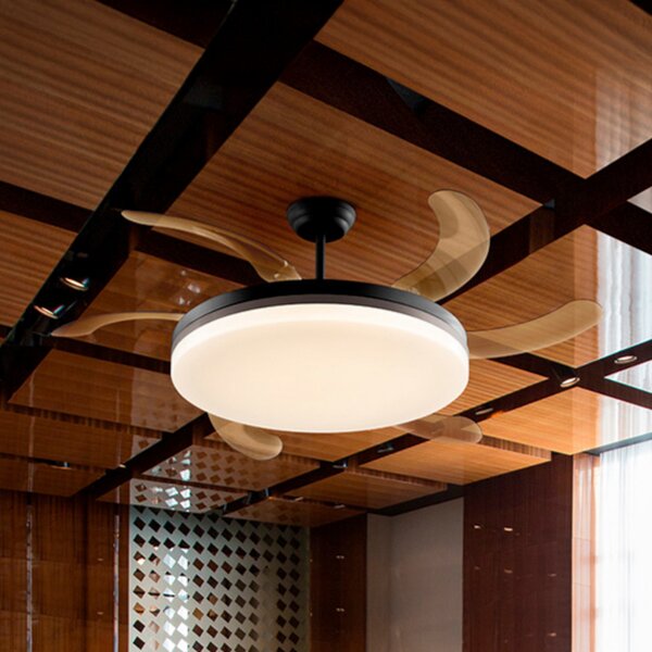 Schuller Valencia LED stropni ventilator Vento črn/bronast/dimast Ø 150, tih, zatemnjen, Siva, Dnevna soba / jedilnica, Plastika, Sodobni
