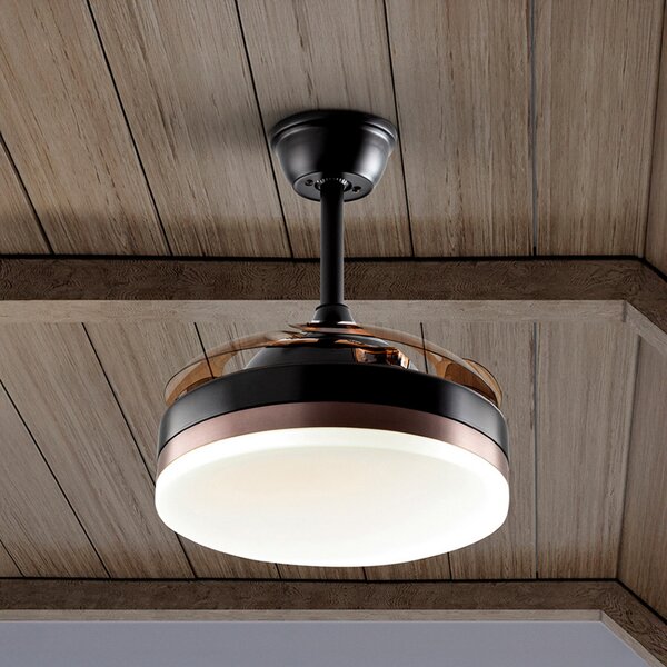 Schuller Valencia LED stropni ventilator Vento črn/bronast/dimast Ø 90 cm tih, zatemnjen, Siva, Dnevna soba / jedilnica, Plastika, Sodobni