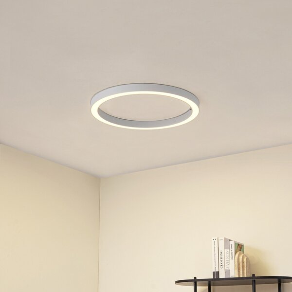 Lucande LED stropna svetilka Neor, bela, Ø 60 cm, CCT, z možnostjo zatemnitve, zatemnjen, Bela, Hodnik, Kovina, Sodobni