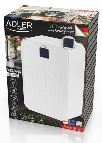 90W razvlaževalec in čistilec zraka LCD absorber vlage 1L bel