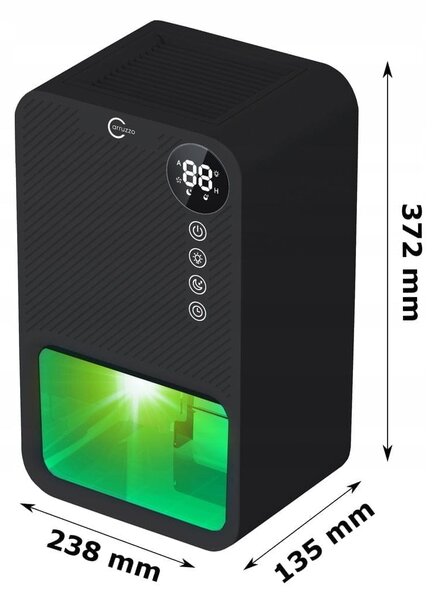 85W razvlaževalec in čistilec zraka LCD absorber vlage 3,8L črn LED RGB