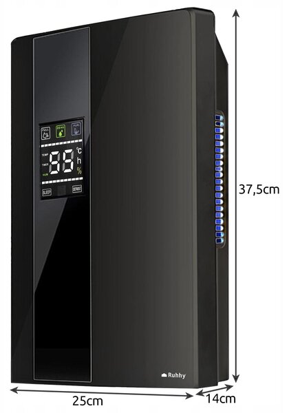 2v1 90W razvlaževalec in čistilec zraka LCD - absorber vlage 1,8L črn