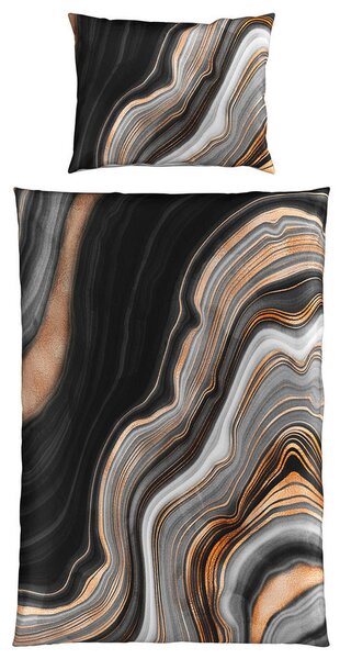 OBOJESTRANSKA POSTELJNINA VOLCANO 140/200 cm saten naravne barve