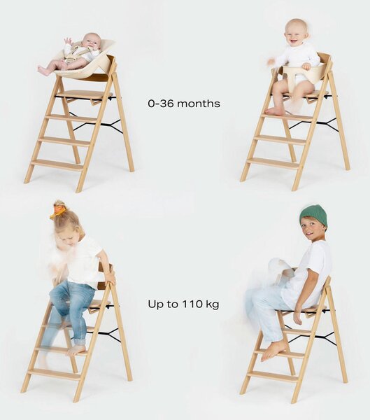 STOLČEK ZA HRANJENJE KAOS Klapp High Chair 45,5/60/81 cm medeni hrast