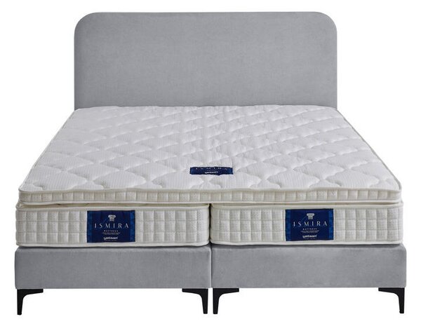 POSTELJA BOXSPRING x , tekstil, leseni material svetlo siva