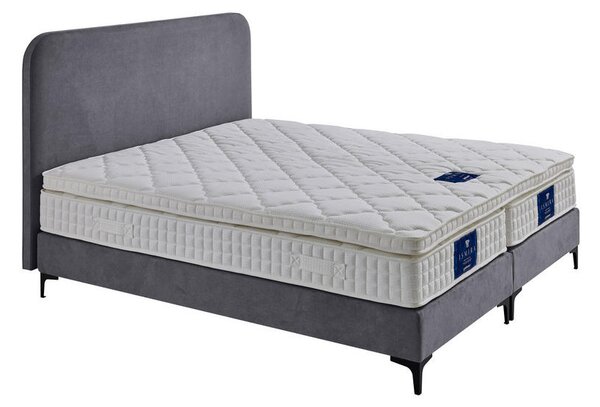 BOXSPRING POSTELJA x , tekstil, leseni material siva