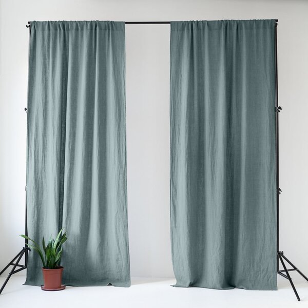 Prašno modra lanena zavesa 140x170 cm Blue Fog – Linen Tales
