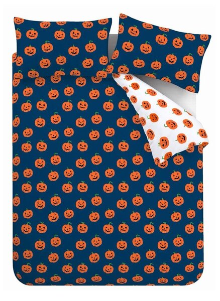 Modra/oranžna enojna posteljnina 135x200 cm Halloween Pumpkins – Catherine Lansfield
