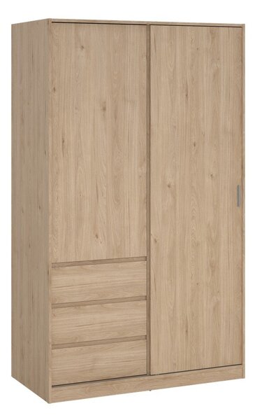 Garderobna omara v hrastovem dekorju z drsnimi vrati v naravni barvi 119x200x60 cm Naia – Tvilum