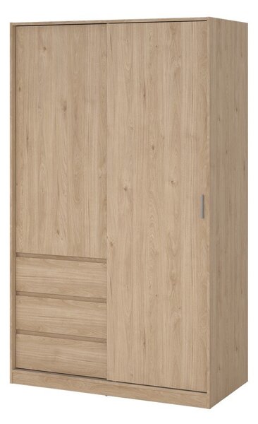 Garderobna omara v hrastovem dekorju z drsnimi vrati v naravni barvi 119x200x60 cm Naia – Tvilum