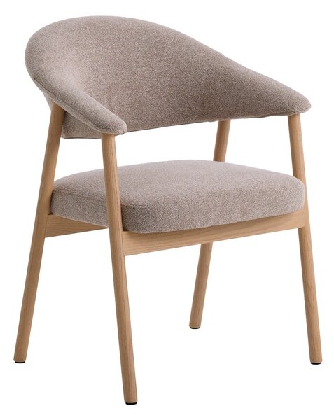 Bež jedilni stoli v kompletu z nasloni za roke 2 ks iz masivnega hrasta Elk – Unique Furniture