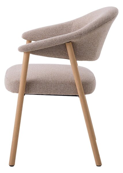 Bež jedilni stoli v kompletu z nasloni za roke 2 ks iz masivnega hrasta Elk – Unique Furniture