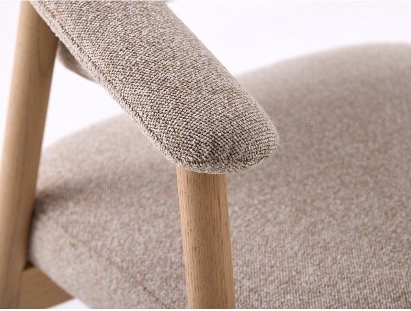 Bež jedilni stoli v kompletu z nasloni za roke 2 ks iz masivnega hrasta Elk – Unique Furniture