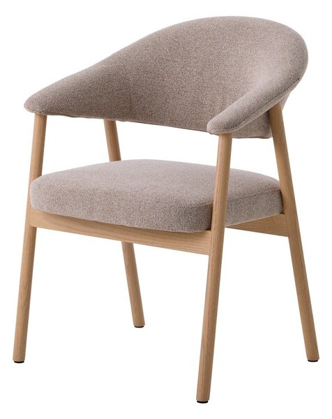 Bež jedilni stoli v kompletu z nasloni za roke 2 ks iz masivnega hrasta Elk – Unique Furniture