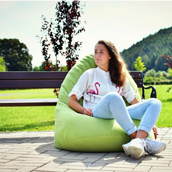 Sedežna vreča hruškovo semiša zelena EMI