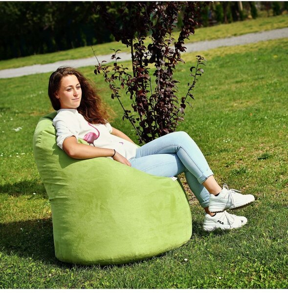 Sedežna vreča hruškovo semiša zelena EMI