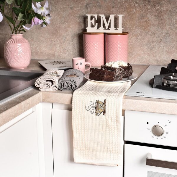 Vaflaste kuhinjske krpe z motivom coffee set 3 ks EMI