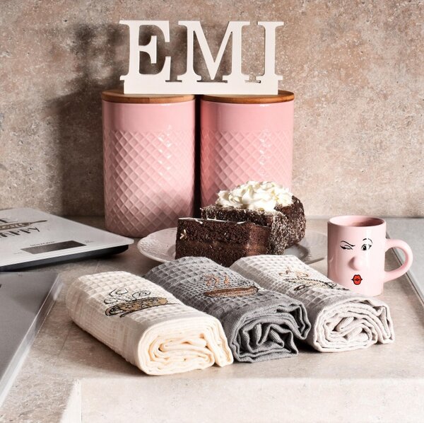 Vaflaste kuhinjske krpe z motivom coffee set 3 ks EMI
