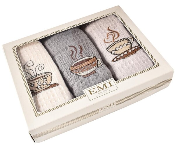 Vaflaste kuhinjske krpe z motivom coffee set 3 ks EMI