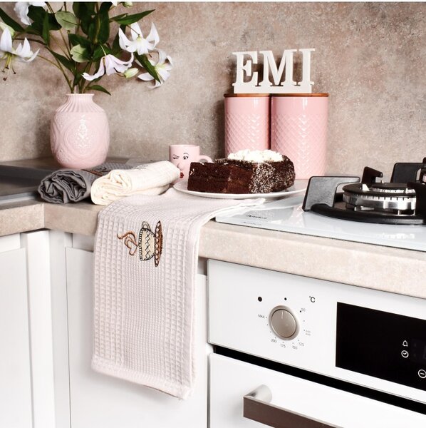 Vaflaste kuhinjske krpe z motivom coffee set 3 ks EMI