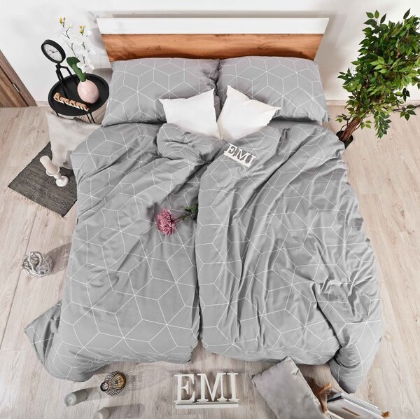 Bombažna posteljnina Alya Grey EMI, Standardni enojni posteljni komplet vključuje 1x 140x200 + 1x 70x90