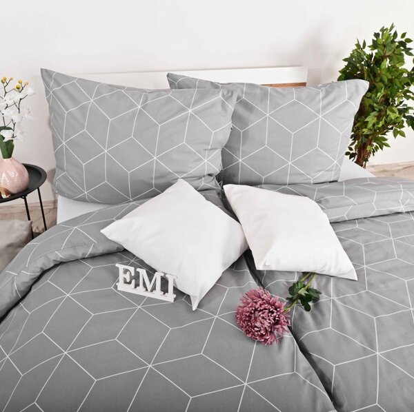 Bombažna posteljnina Alya Grey EMI, Standardni enojni posteljni komplet vključuje 1x 140x200 + 1x 70x90