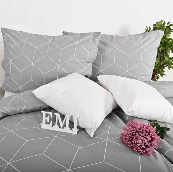 Bombažna posteljnina Alya Grey EMI, Standardni enojni posteljni komplet vključuje 1x 140x200 + 1x 70x90