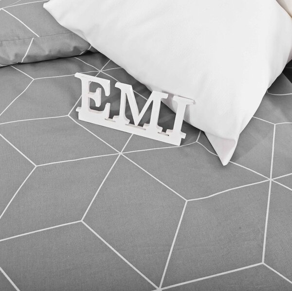 Bombažna posteljnina Alya Grey EMI, Standardni enojni posteljni komplet vključuje 1x 140x200 + 1x 70x90