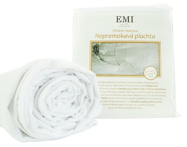 Nepremočljiva rjuha z elastiko bela EMI, Otroška rjuha 60x120