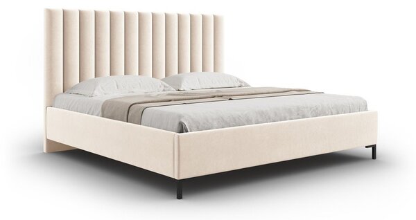 Bež oblazinjena zakonska postelja s prostorom za shranjevanje z letvenim dnom 180x200 cm Casey – Mazzini Beds
