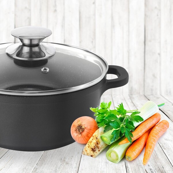 Lonec Pfluon Granit s steklenim pokrovom Orion Grande, ⌀ 24 cm